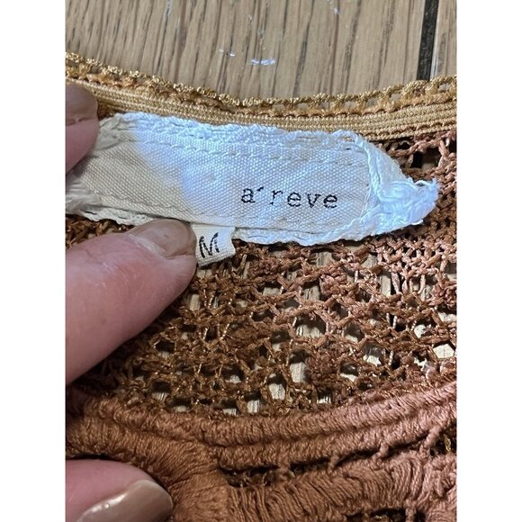 A'REVE ANTHROPOLOGIE Size Medium Crochet Lace Dress Bohemian Boho Designer Hippi - Picture 3 of 13